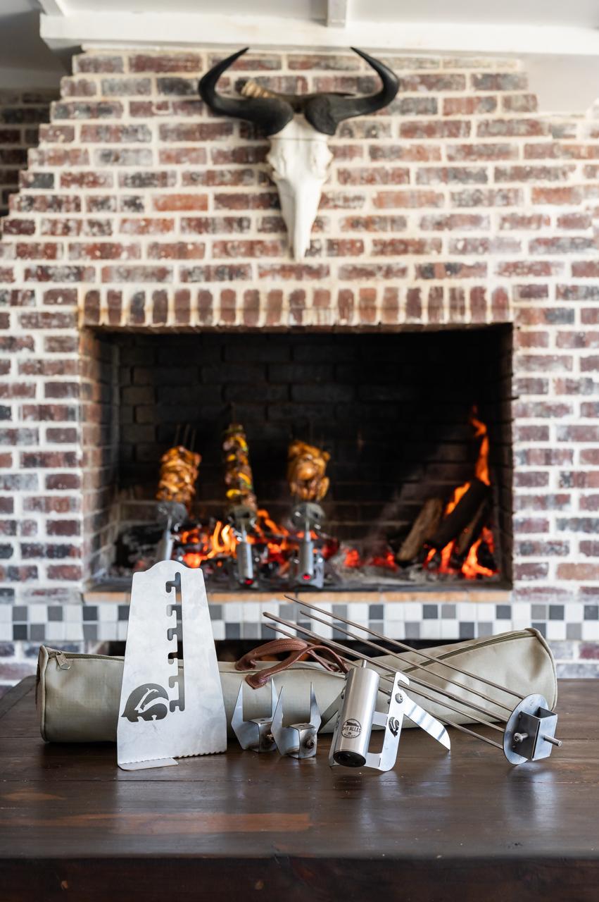 The complete SpitAlles rotisserie kit laid out